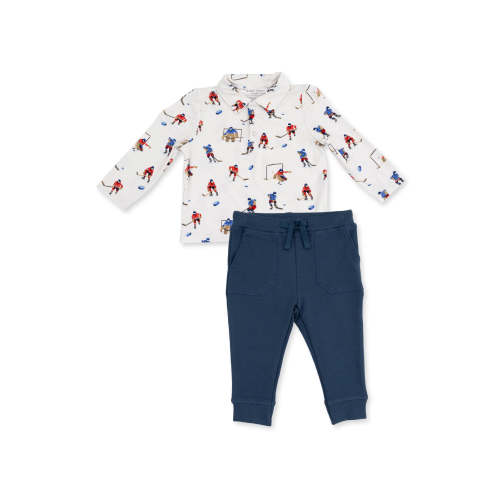 Long Sleeve Polo & Jogger, Hockey Players
