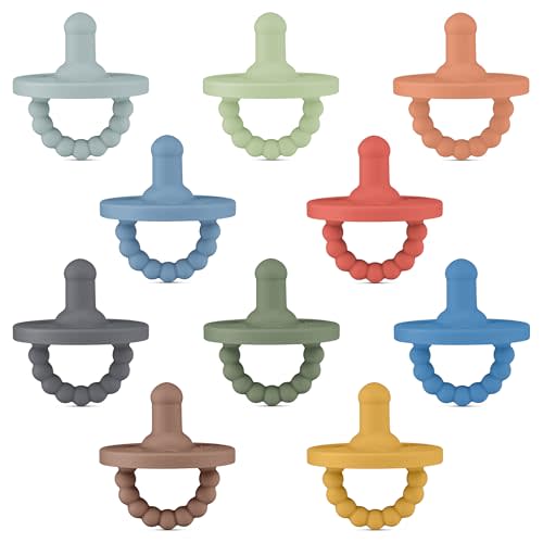 Ryan & Rose Cutie PAT Pacifier Teether 10 Pack Assorted Colors (Monterey (Boy), Stage 1)