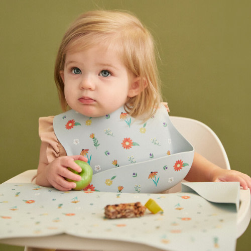 Silicone Mealtime Bundle, Wildflower Chambray Blue - Austin Baby Collection | Maisonette