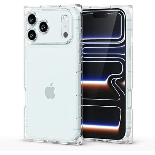 LoeoeL for iPhone 17 Pro Max/ 18 Pro Max Clear Case Rectangle Edge, Slim Thin Transparent Girly Y2k Cute Designer Phone Case for Women, Trendy Aesthetic Design Soft TPU Silicone Rubber Cover, Clear