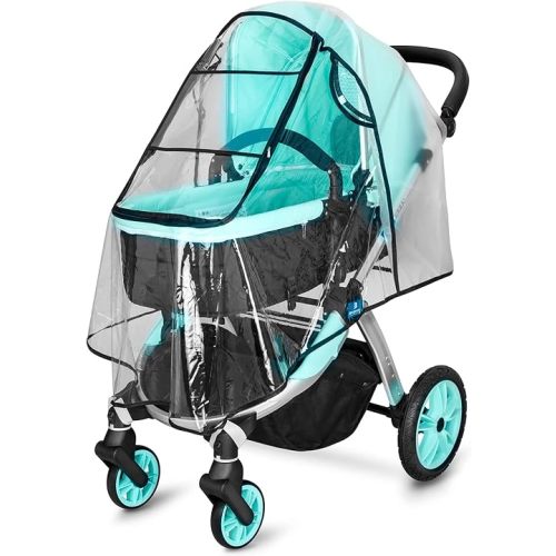 Funda de lluvia para cochecito y mosquitera para cochecito, protector universal para viajes, impermeable, resistente al viento, transpirable, cubierta de lluvia para cochecito, transparente (juego de