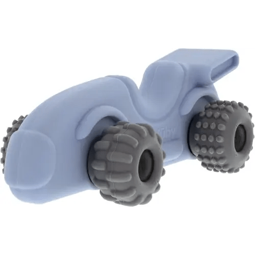 Nuby Silicone Teether Toy for Babies – Textured Teething Car with Moving Wheels, Easy to Hold, Soothes Sore Gums, Encourages Tactile Development & Hand-Eye Coordination, Blue Racecar