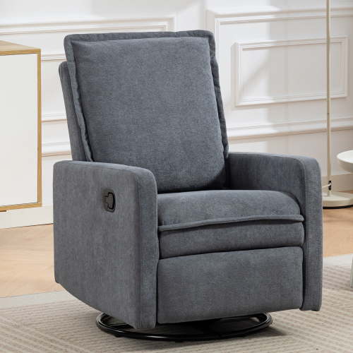 Paproos Swivel Rocker Recliner, Velvet 360°Swivel Rocking Recliner, Glider Rocking Chair for Nursery, Small Rocker Chair for Small Space, Manual Recliner for Adults for Home Theater, White