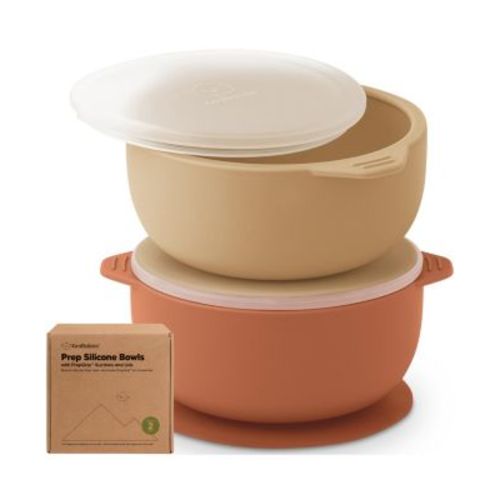 2-Pack Prep Baby Bowls with Suctions & Lids, Silicone Bowls for Baby Boy, Girl, Toddler Suction Bowl, Kids Bowl BPA-Free