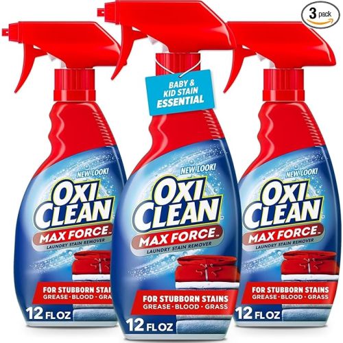 OxiClean Max Force Laundry Stain Remover Spray, Newborn & Baby Essentials, Stain Treater, 12 fl oz, 3-Pack