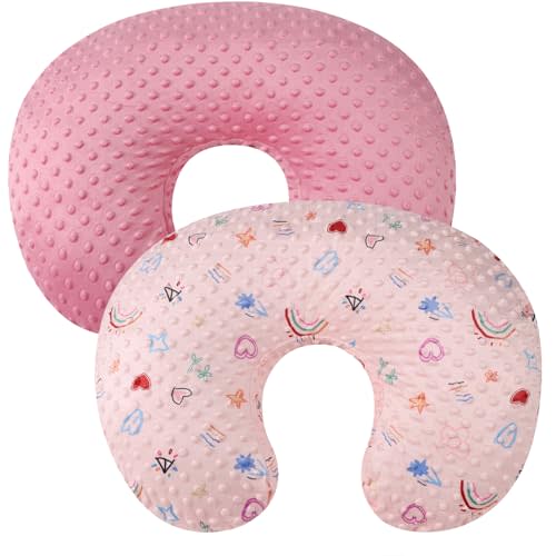 Dot Nursing Pillow Cover Set 2 Pack Nursing Pillow Slipcovers, Ultra Soft Compatible with Boppy Pillow,Standard Pillow for Baby Boy Girl Pink, Love