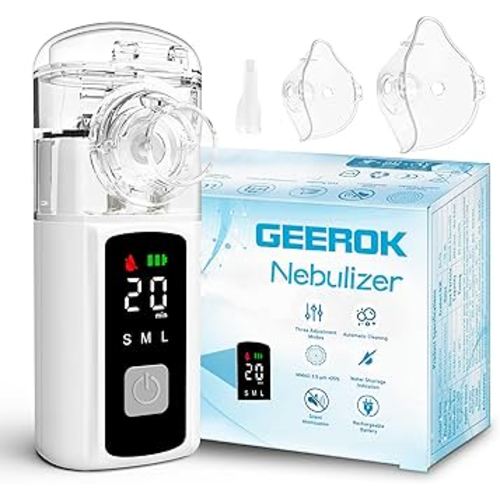 Portable Nebulizer for Adults and Kids,Rechargeable Nebulizers Machine with High-Definition Digital Display Screen, Steam Inhaler with Three Modes & Self-Cleaning Function for Breathing Problem