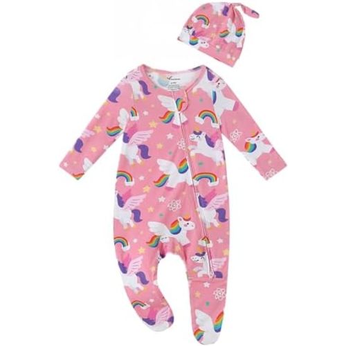 Baby One-Piece Footies Long Sleeve Rompers 2-Way Zipper, Viscose from Bamboo Baby Bodysuit Clothes for Boys Girls