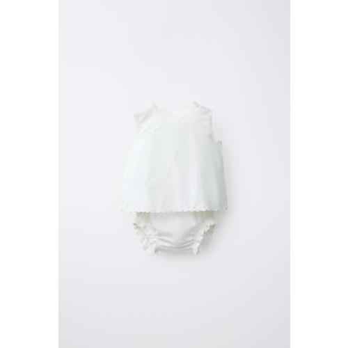 CONJUNTO CAMISA Y BRAGUITA BORDADOS - Blanco- 1-3months | ZARA Estados Unidos de América / United States