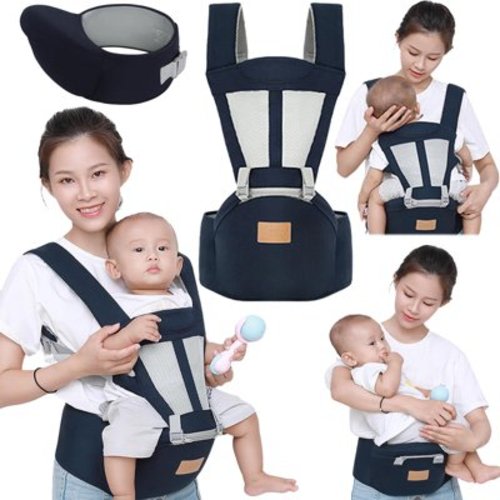 Pandawoo Baby Carrier, 2025 New Baby Carrier, Hands-Free Lightweight & Breathable, 6-in-1 Ergonomic Hip Seat Infant Carrier (Black)