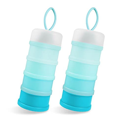 2 Pack Baby Formula Dispenser on The Go, Portable Formula Container to Go, Non-Spill Stackable BPA Free Baby & Kids Snack Containers - Blue