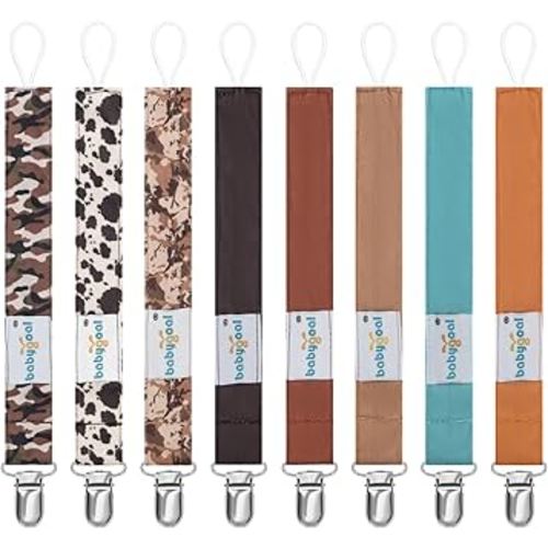 babygoal Baby Neutral Pacifier Clips, 8 Pack Binky Paci Holder Clips for Baby Boys and Girls Fits Most Pacifiers and Binkies 8MP46-B