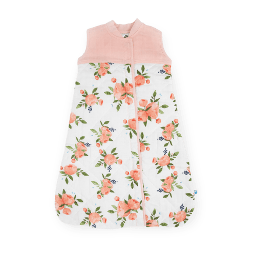 Cotton Muslin Quilted Sleep Bag - Watercolor Roses