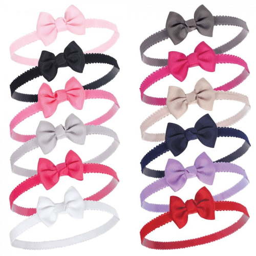Hudson Baby Infant Girl Headbands 12pk, Black, 0-24 Months