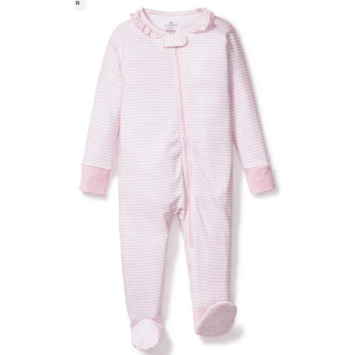 Baby's Pima Ruffle Collar Romper in Pink Stripes