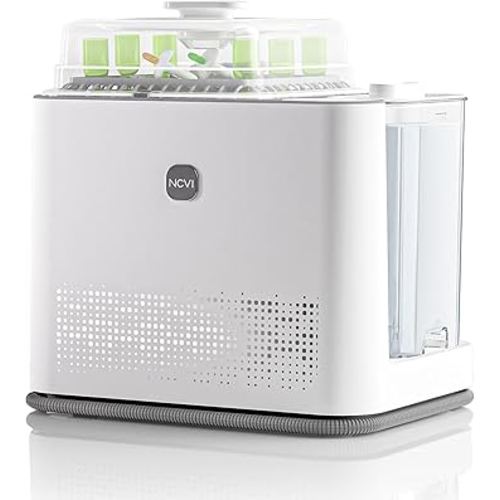NCVI Baby Bottle Washer and Sterilizer and Dryer Pro Holding 6 Feeding Bottles and Pump Parts, Large Steam Sanitizer Cleaning Machine Suitable for All Brand Bottles, 4 in 1(Wash|Sterilize|Dry|Storage)