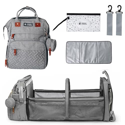Inclusive LittleOnes Baby Diaper Bag Backpack with Changing Station, Large Capacity, USB Port, Pacifier Case, Mosquito Net & Wipes Bag Stylish Travel Bag for Boys, Girls, Moms & Dads, Shower Gift
