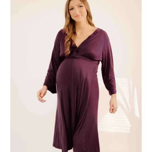 Amelia Labor & Postpartum Gown in Plum – Lila