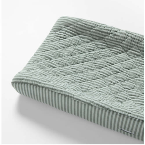 Supersoft Striped Pine Green Organic Cotton Gauze Baby Changing Pad Cover