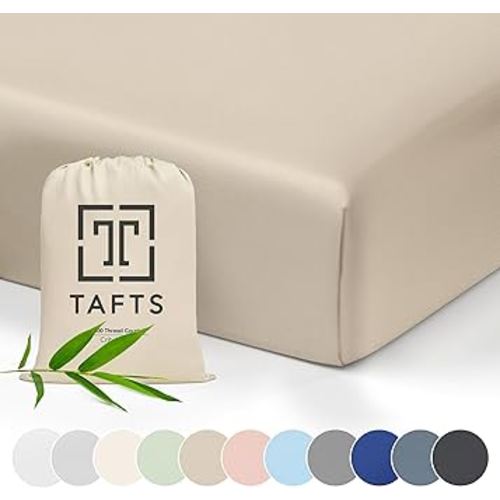 Tafts Crib Sheets, 100% Viscose derived from Bamboo Fitted, Girls, Boys & Unisex, 8 Inch Deep Pocket, Standard Crib & Toddler Mattress, Cooling, Soft, 360 Elastic, Lifetime Quality, (28 x 52 Beige)