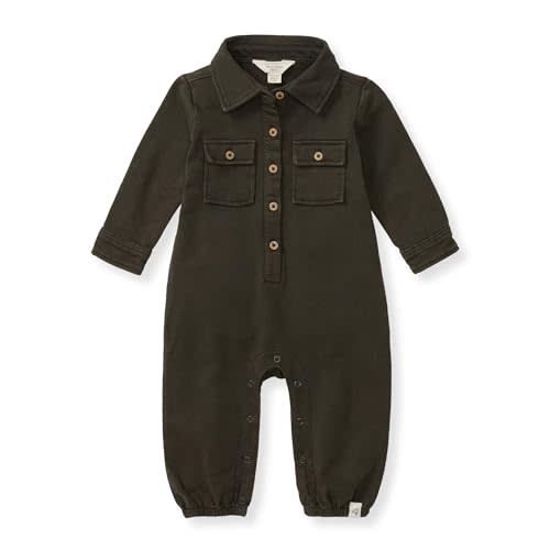 Burt's Bees Baby Boys Jumpsuit, 100% Organic Cotton One-piece, Long Sleeve Button Down Coverall