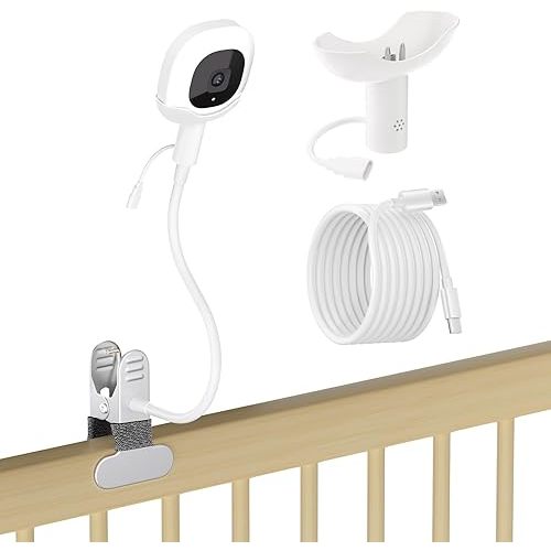 Upgraded Baby Monitor Clip Charger Mount for Nanit Pro/Plus/Original Cameras with Type-C Charging Port Connector Mount Portable Camera Holder for Travel & Crib,Temperature and Humidity Display