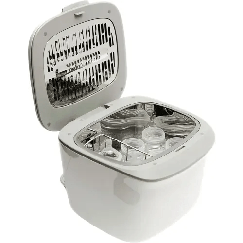 New Beginnings BPA-Free 2-in-1 UV Steriliser and Dryer, Compact & Silent, Fits up to 4 Bottles Plus Accessories