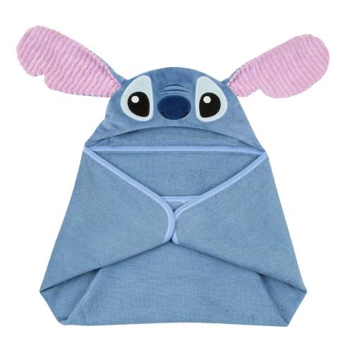 Disney Stitch Luxury Blue Cotton Terry Hooded Baby Bath Towel