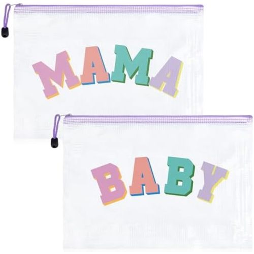 2 Pcs Mama Bag Mom Baby Toiletry Bag Mama Gifts Clear Clear Diaper Pouches Pregnancy Hospital Duffle Organizing Pouches with Zipper Women Her New Mom