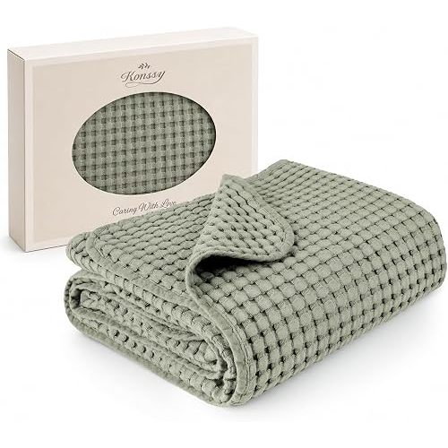 Konssy Waffle Baby Blanket for Boys & Girls, Soft Newborn Swaddle Blanket