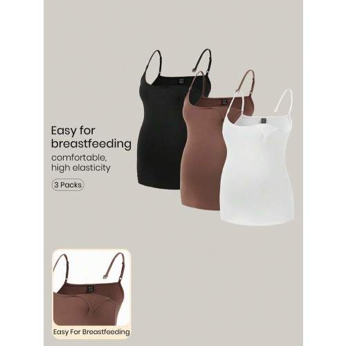 Modmama 3pcs/Set Solid Color Nursing Camisole Vest Top For Pregnant Women For Maternity for Sale Australia| New Collection Online| SHEIN Australia