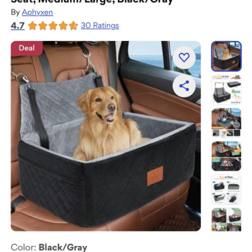 Aphyxen Portable Washable Bag Dog Car Seat, Medium/Large