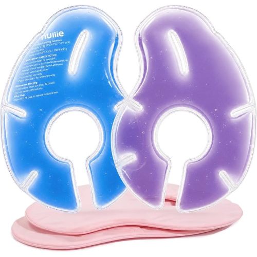 Nuliie Hot & Cold Breast Therapy Packs, 2 Pack Color-Changing Breast Pads with Soft Modal Covers, Reusable Ice Pack for After-Pumping Comfort, Breastfeeding Essentials for Postpartum Care, Pink