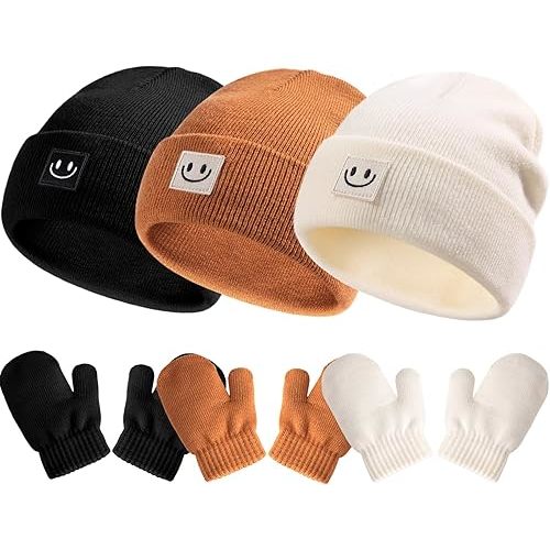 FURTALK Baby Beanie and Mittens Set Toddler Beanie Warm Winter Hat Gloves Newborn Boys Girls