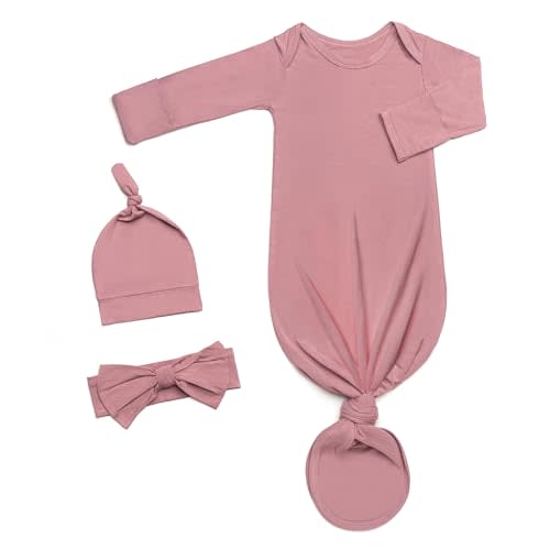 Baby Gowns 0-3 Months Soft Viscose Sleepers For Boy Girl, Breathable Newborn Sleepers With Mitten Cuffs