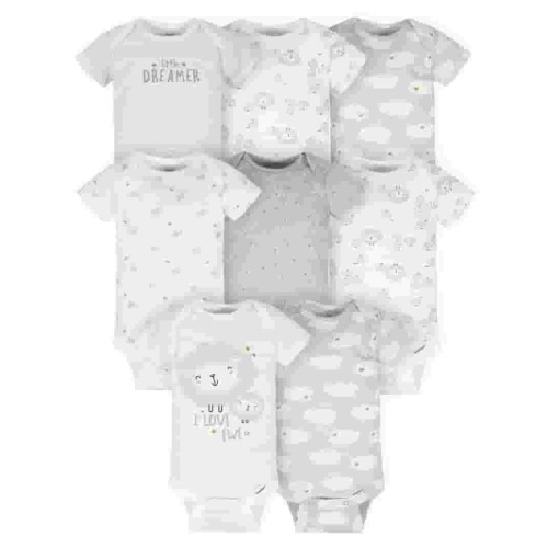 Gerber Baby Boy or Girl Gender Neutral Short Sleeves Onesies Bodysuits, 8-Pack (Newborn - 12 Months)
