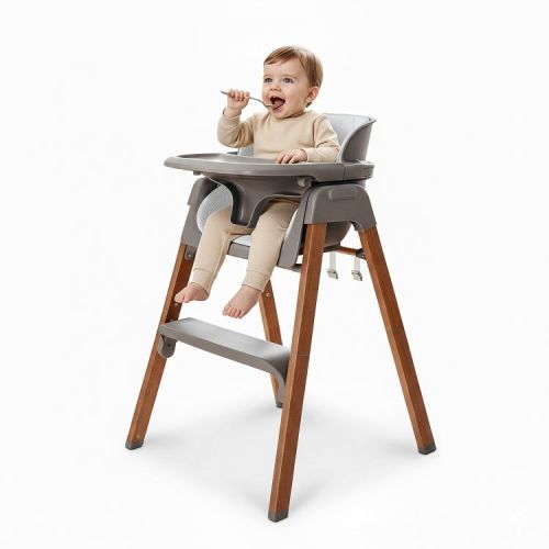Fodoss 4-in-1 Convertible High Chair for Babies & Toddlers, Height-Adjustable with Dishwasher-Safe Tray, Easy Clean, Beige