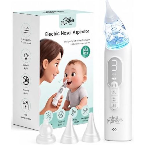 Nasal Aspirator for Baby, Nose Sucker with 3 Suction Level, Music Light