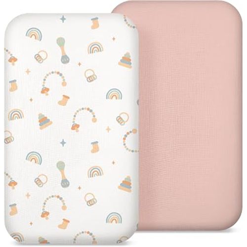 Organic Muslin Fitted Bassinet Sheet for Baby, Soft & Breathable – 2 Pack