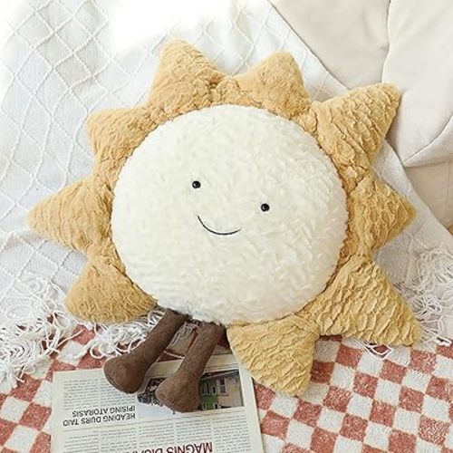Moon Star Sun Pillow Sofa Cushion | Decorative Lumbar Support Pillow | Soft Plush Decorative Pillow (15inches, Sun)