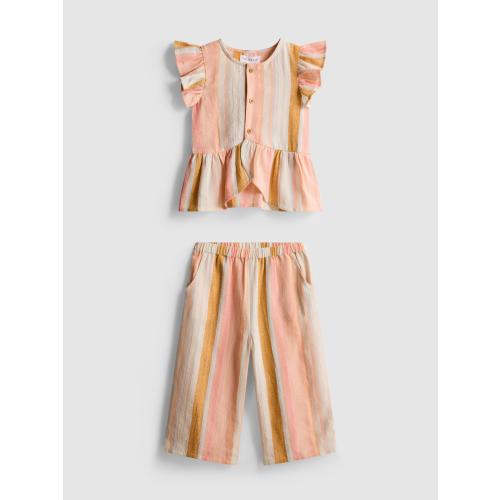 0-36mths | Stripe Ruffle Top and Pants Set