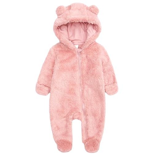 CHAOJIESI Baby Snowsuit Bear Ear Hooded Jumpsuit Fleece Romper Zipper Winter Coat Outfits