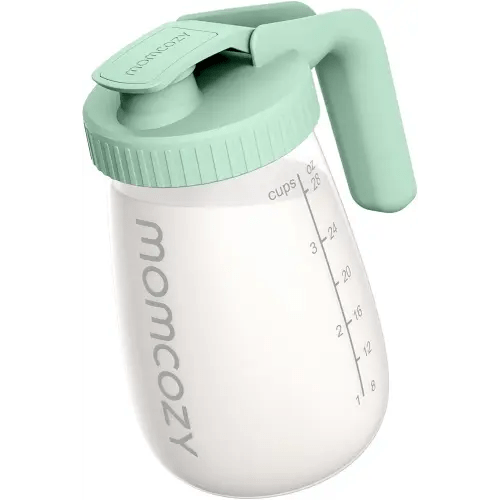 Momcozy Breast Milk Pitcher, Resistant to Heat and Cold Abrupt Temp Swings, No Leak Glass Breast Milk Fridge Storage Container with Wide Mouth, Fast Baby Formula Maker, Green