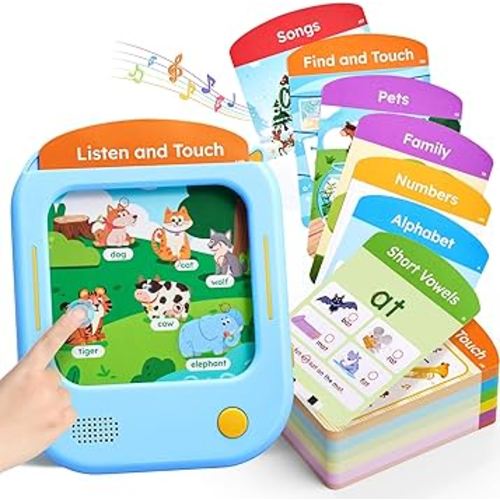 JoyCat Kids Learning Tablet: 156 Pages Tap-to-Read Flash Cards with 20 Listen & Find Games, Montessori Toy for Alphabet, Phonics, Words, Simple Math, Colors, Shapes & Songs - Autism Gifts (Ages 2-6)