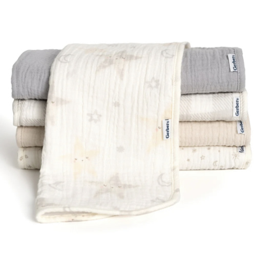 5-Pack Baby Neutral Stars Muslin Burp Cloths