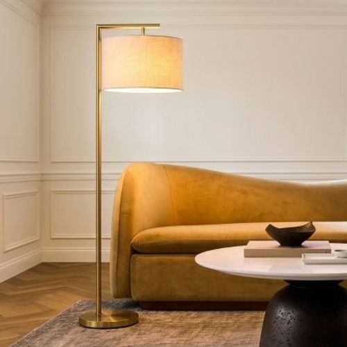 Brightech Montage Modern (Includes LED Light Bulb) Arc Floor Lamp Antique Brass, 800 Lumens, 3000K, UL Listed, Alexa-Compatible