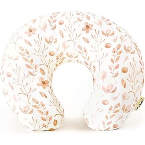 GRSSDER Nursing Pillow Cover, Stretchy Soft Minky Breastfeeding Pillow Slipcover, Fit Most Nursing Support Pillows for Breastfeeding, Comfortable Safe Pillow Cover, Watercolor Pink Flora