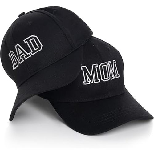 hoyuwak 2 PCS Mom and Dad Hats New Parents Embroidered Baseball Mom Dad Caps Hats for New Couples Black