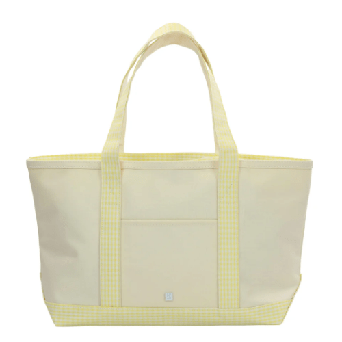 Medium Tote - Coated Canvas Natural with Buttercup Gingham Trim