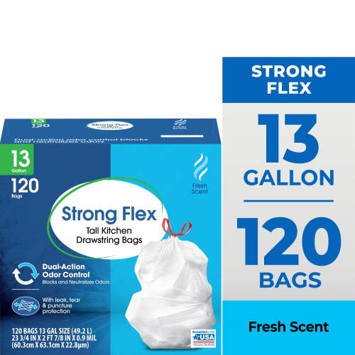 Great Value Tall Kitchen Trash Bags 13-Gallon Drawstring Bags with Fresh Scent 120 Bags